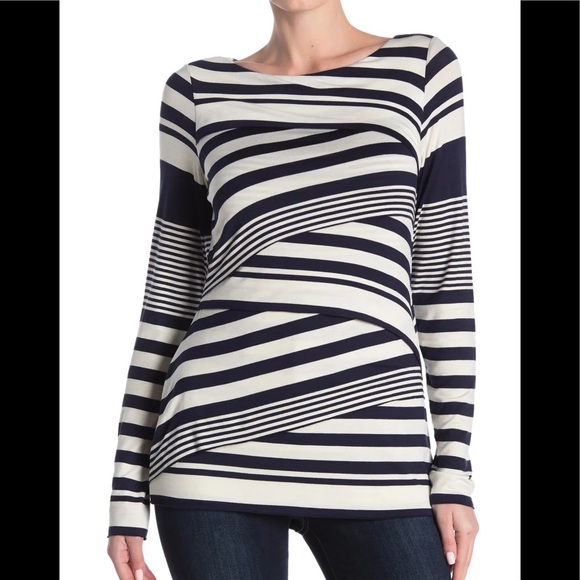 Bailey 44 Tops - Bailey 44 Joely Knit Top Long Sleeve Striped Med